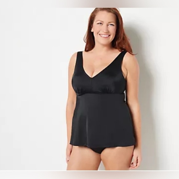 Swimsuits For All Other - Kim Gravel x Swimsuits For All Flowy Tankini and Brief Set Solid Onyx Size 12